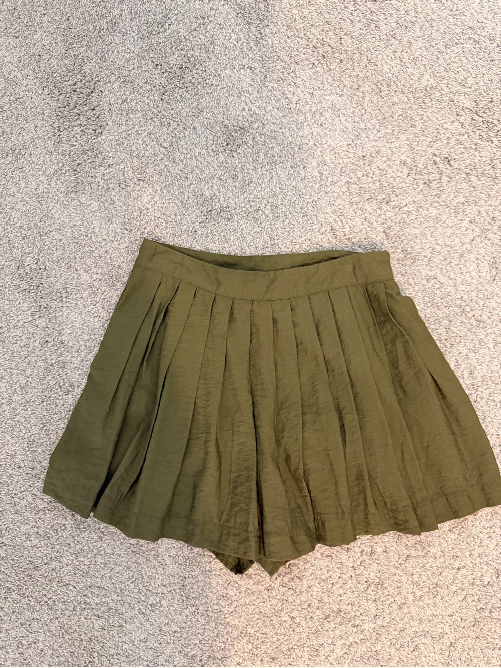 Olive Green Pleated Skort